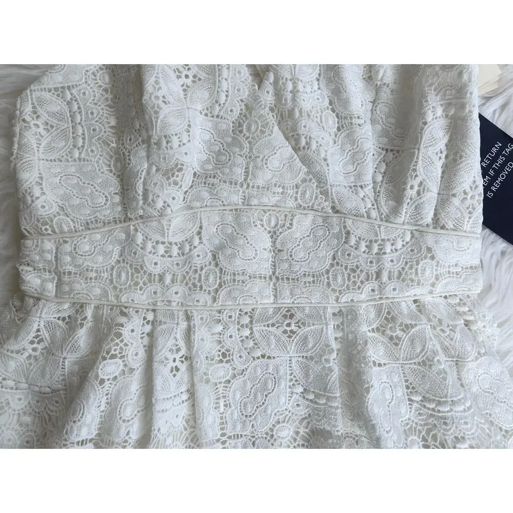 Maje White Lace Sleeveless Dress